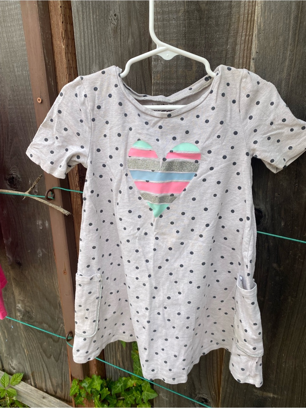 jumping beans White Polka Dot Short Sleeve Tee with Mint Pink and Silver Heart